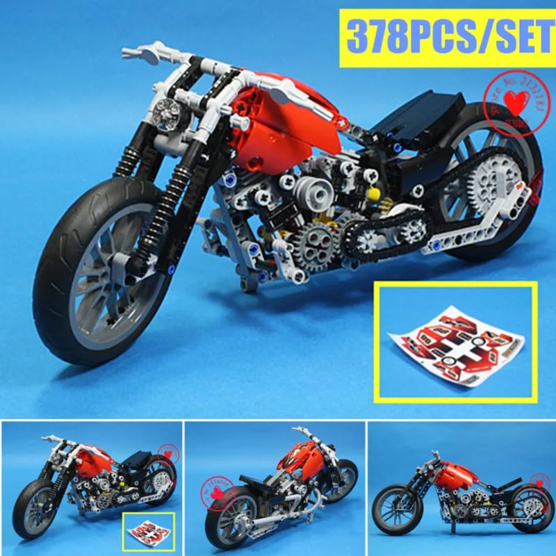 

New Technic series motorcycle Motorbike fit technic city model building block bricks toys diy 8051 gift kid boys