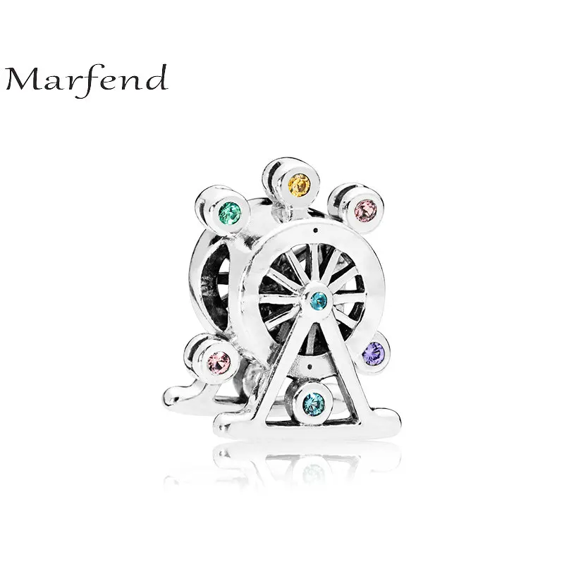 

Fit Original Marfend Charms Bracelet 100% 925 Sterling Silver Ferris Wheel Charm Bead Multi-Colored Crystal DIY Jewelry