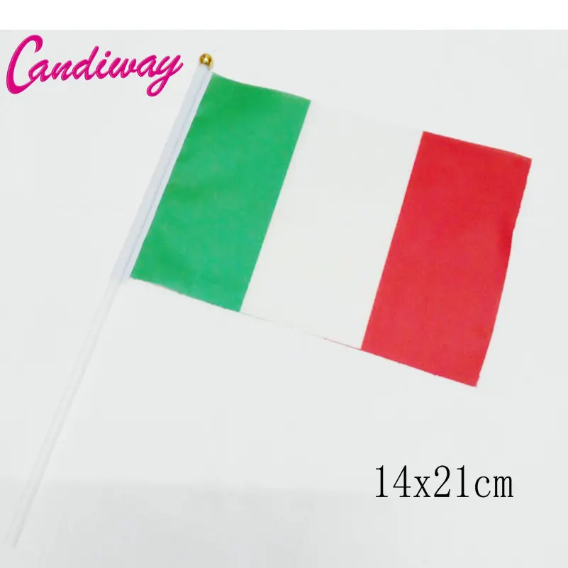 14x21 см 10 шт. маленький итальянский флаг ручные развевающиеся флаги пластиковые флагштоки NC009