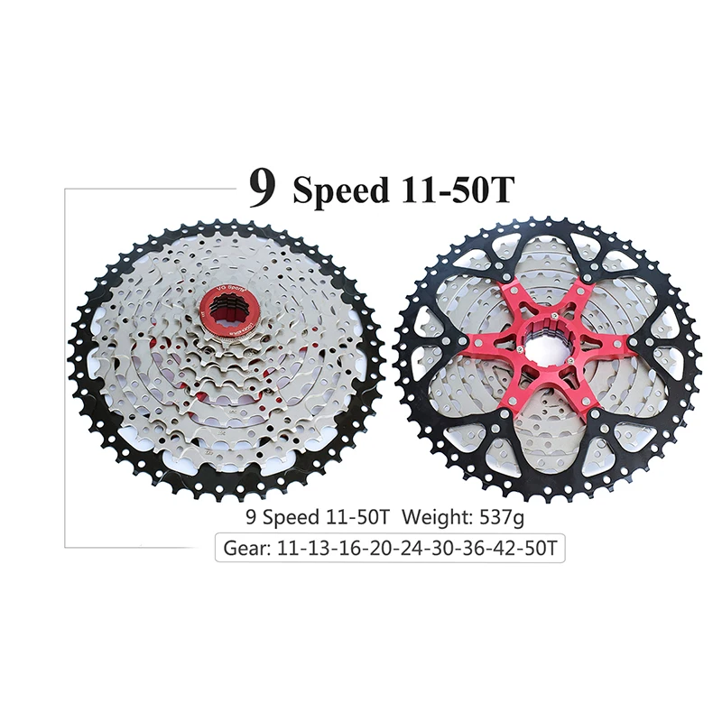 VG sports 9 speed 11-50 T/46 T/42 T MTB кассета велосипедная Звездочка свободного хода cdg 9S горный велосипед свободного хода 11-40 T/36 T Сверхлегкий - Цвет: 9S  11-50T