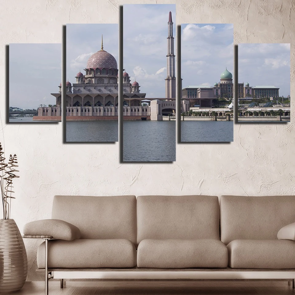 

Canvas Hd Prints Pictures Wall Artwork 5 Pieces Architecture Scenery Painting Home Decoration Modular Poster Living Room Framed