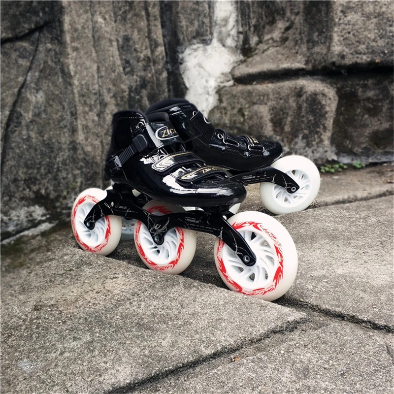 ماراثون 125 ملليمتر كبير عجلة 3X125 ملليمتر 85A LED فلاش عجلات الكبار الأطفال الكربون الألياف مضمنة سرعة التزلج على الجليد الأحذية 4X110 ملليمتر متعد...