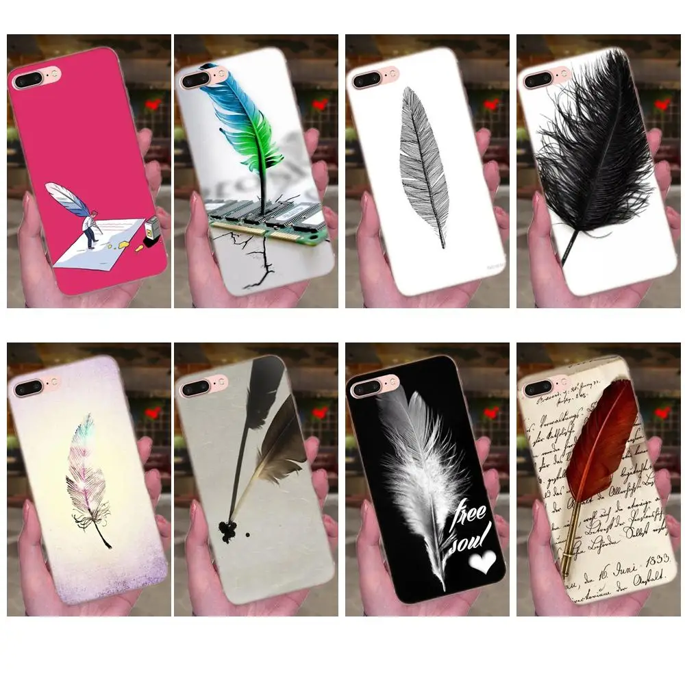 

Soft Protector Feather Pen Diy Back Cover For Xiaomi Redmi Note 2 3 3S 4 4A 4X 5 5A 6 6A Pro Plus