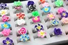 Lovely 50pcs Baby Girl's Fimo Flower Rings Children's Adjustable Polymer Clay Rings Party/Birthday Gift MR69 3