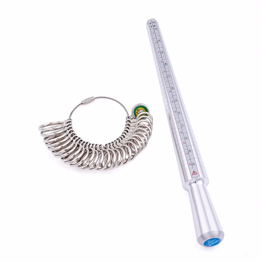 Hot Jewelry Measuring Tool Sets, with Aluminium Ring Size Sticks Ring