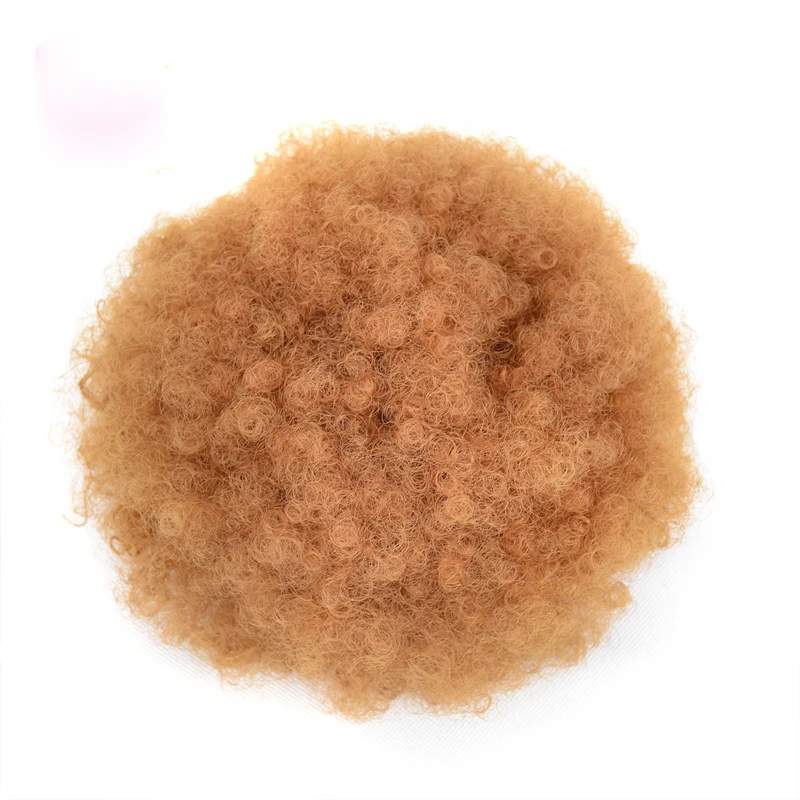 Synthetic Afro puff kinky curly hair extension chignon fake drawstring donut hair piece ponytail scrunchies with clips in