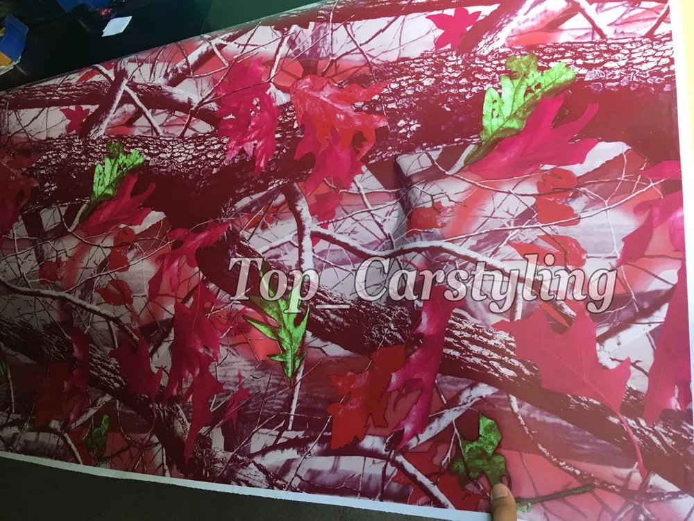 Pink realtree camouflage vinyl car wrapping film mass oake grass (7)