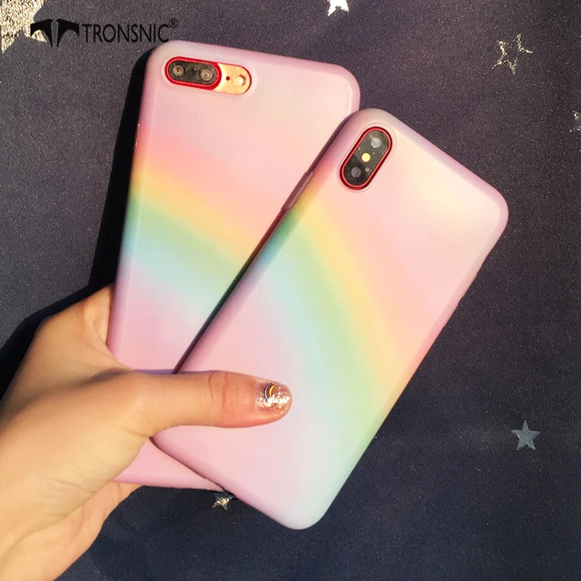 Tronsnic Colorful Phone Case For Iphone 6 6s Plus Rainbow Cute Soft