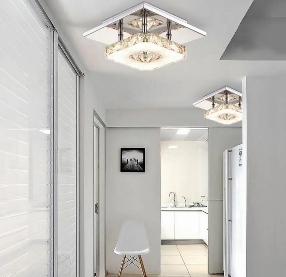 Flush Mount Lamp Aisle Hallway Lights Stainless Steel Led Crystal Flush Mount Lamp Aisle Hallway Lights Stainless Steel Led Crystal Chandeliers 12w In From Lighting On