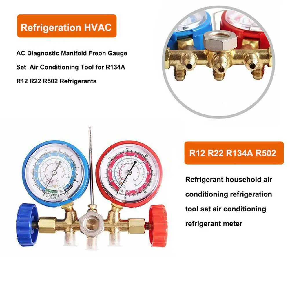Для R134A R12 R22 R502 кондиционер инструмент AC диагностический коллектор фреон манометр набор автомобильные аксессуары