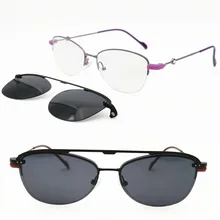 metal clip on sunglasses 3055 micro butterfly shape slim optical glasses frame with megnatic clip polarized sunglasses lenses
