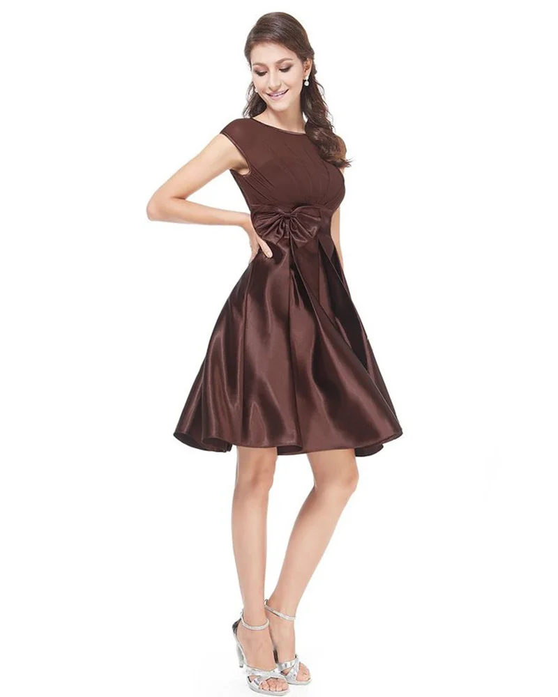 Brown Knee Length Cocktail Dress