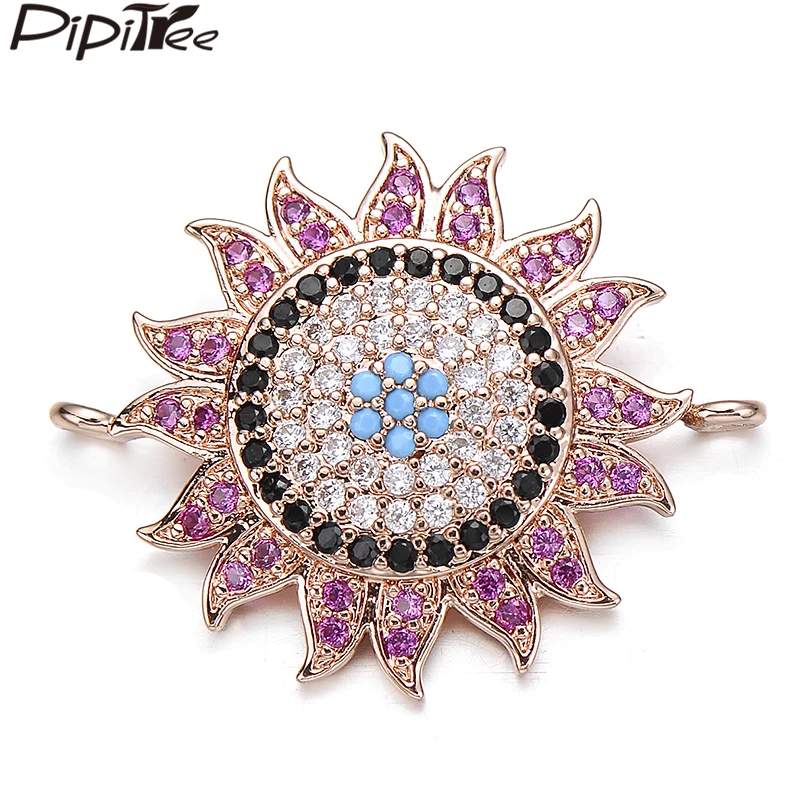 Pipitree блестящие микро проложенные кубические циркониевые камни Sun Charms fit Браслет