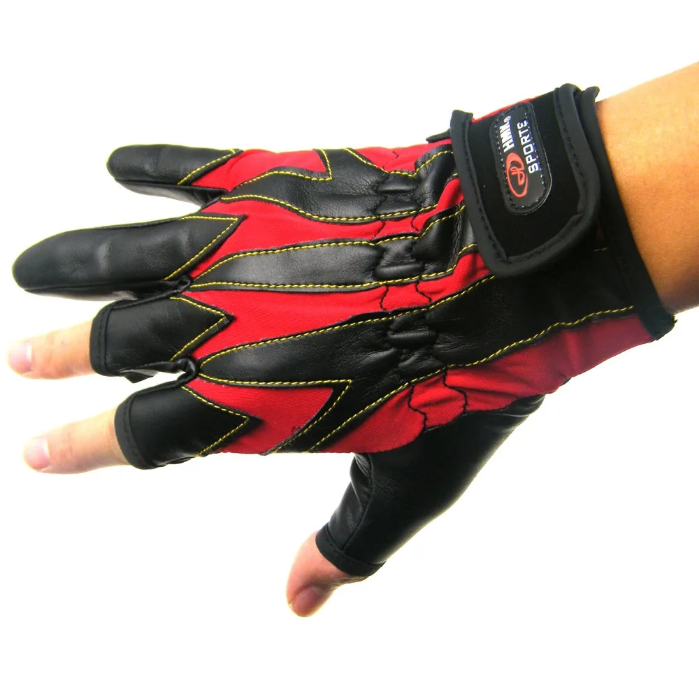 Buy PU Leather Fishing Gloves 3 Low Fingers Glove