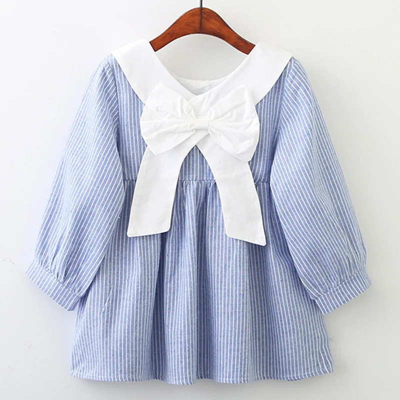 

Toddler Girl Dress Cotton Long Sleeve Princess Dress Stripe Bow Kids Dresses for Girls Autumn Children Clothing 3 4 5 6 7 Years