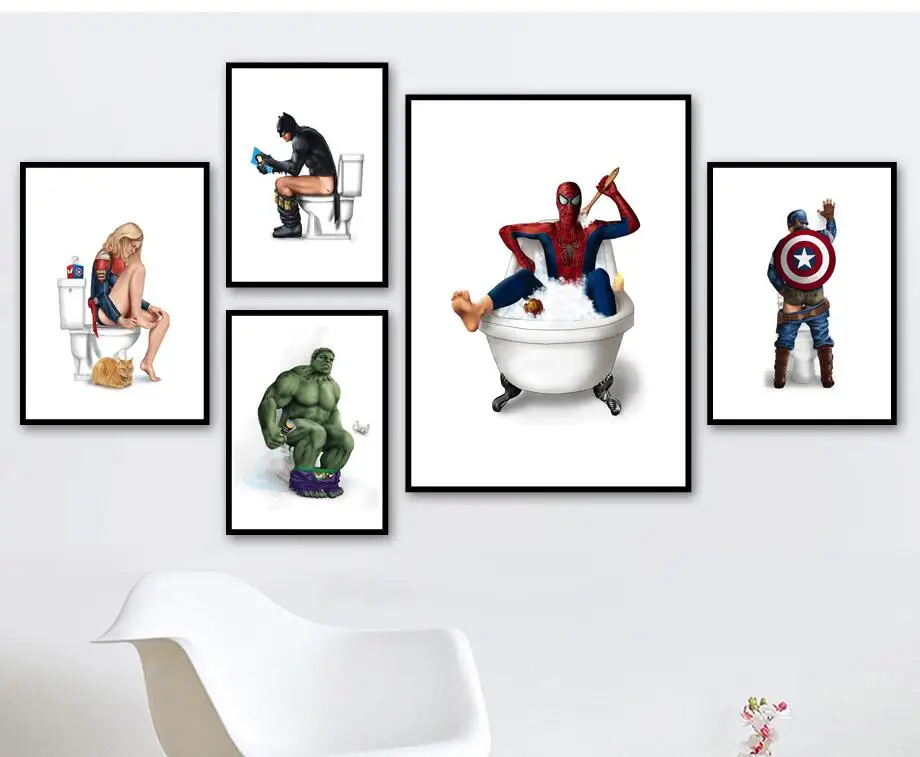 

Prints and Posters Canvas Painting for Living RoomCaptain America Hulk Batman Spiderman Picture Home Decor Wall Art Picture