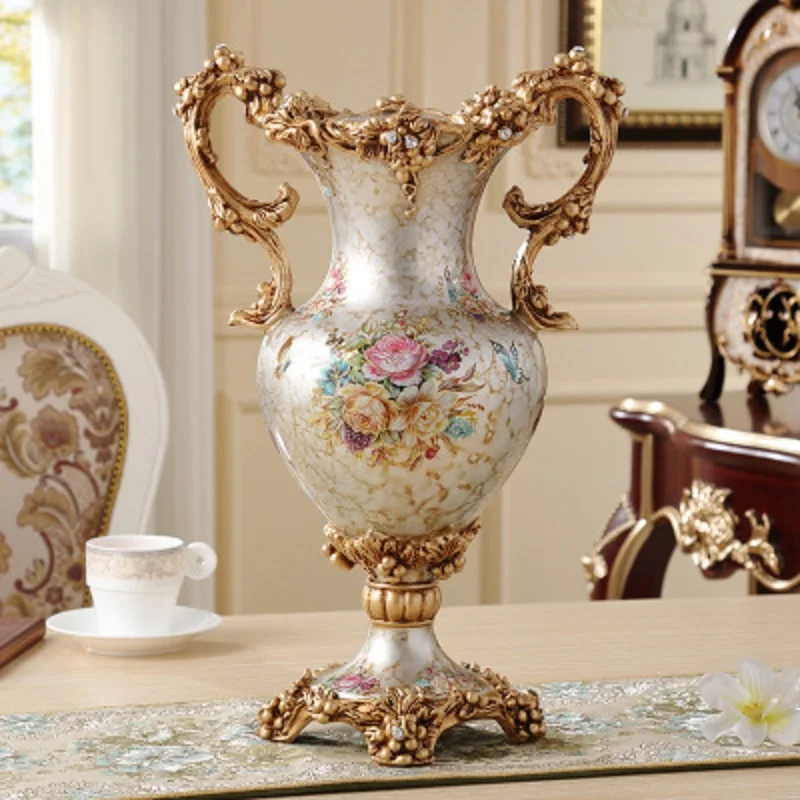 Европейская большая ваза с двумя ушами, ТВ ковчег, набор для гостиной, американский стиль, американская деревенская декоративная подарочная ваза - Цвет: B