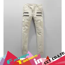 Jeans Men Active ripped jeans for mens Cool Runway Biker straight fashion distressed Denim Casual Pants