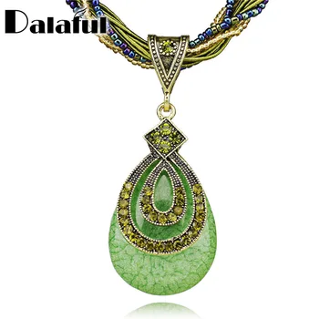 

Fashion Hot Simple Tear Drop Gem Glass Beads Pendant Rope Chain Elegant Clavicle Necklace B013