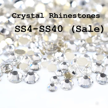 

SS4-SS40 Crystal Clear Rhinestone Nail Art Decorations Top Glass Flatback Non Hotfix Charm Phone Nail Jewelry Accessories