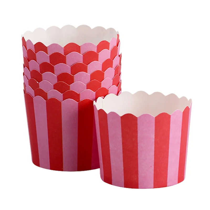 50pcs Pink White Striped Paper Cupcake Wrapper icecream Baking muffin cups cases wedding/baby shower/birthday Party Decoration