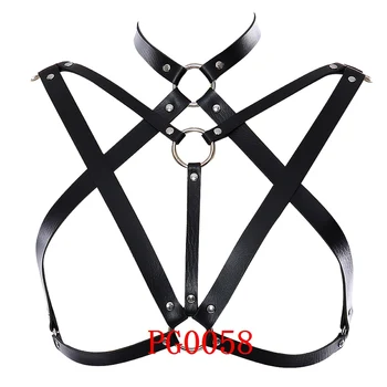 

Leather Harness Bra Top Caged Leather Chain Strap Body for Bondage Lingerie Garter Belt Set Fashion Skirt Club Dance Clothing