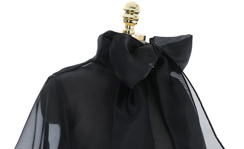 GALCAUR Весенняя однотонная перспективная блузка для женщин с бантом и рукавами-фонариками, Женская Элегантная Модная рубашка большого размера, новинка