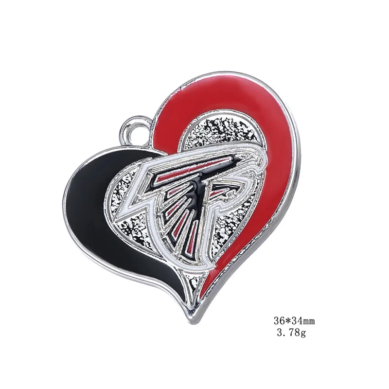 

High Quality Heart Enamel Football Sport Atlanta Dangle Charms Pendant For DIY Bracelet & Necklace & Earrings Jewelry Making
