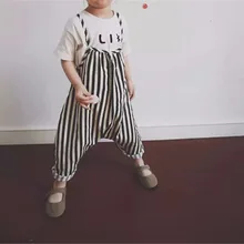 Puseky милый комбинезон габаритные комбинезоны От 1 до 6 лет для маленьких девочек для маленьких мальчиков полосатый одежда высокого качества нагрудник Дамские шаровары наряды