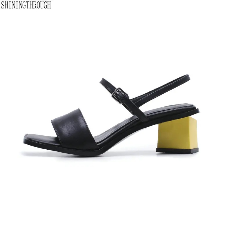 

Sandalias mujer 2019 new brand shoes women sandals genuine leather high heels summer simple and elegant sandals sandalias mujer