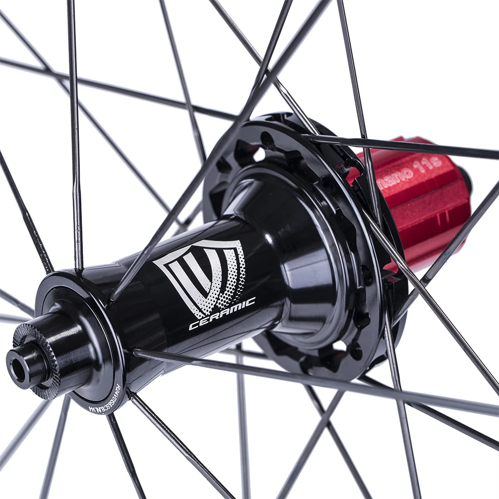 Winspace Carbon Road Bike Wheel Straight Pull Low Resistance Ceramic Hub 25mm Wider Tubular Clincher Tubeless 700c Wheelset