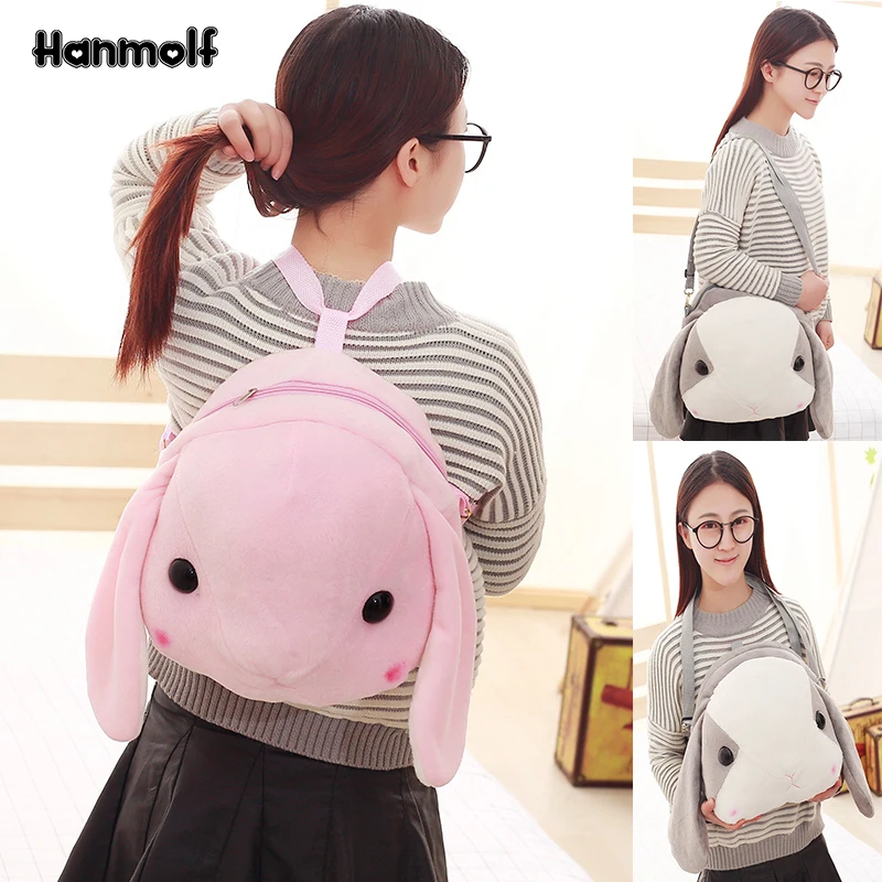 

Lop Stuffed Backpack 2-in-1 Plush Bunny Single Shoulder Bag Long Ears Rabbit Shopping Backpack Schoolbag 30*30*25cm