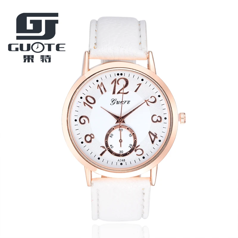 GUOTE классический для женщин Бизнес наручные часы Мужские лучший бренд искусственная кожа ремень кварцевые часы унисекс Relogio Masculino Saat