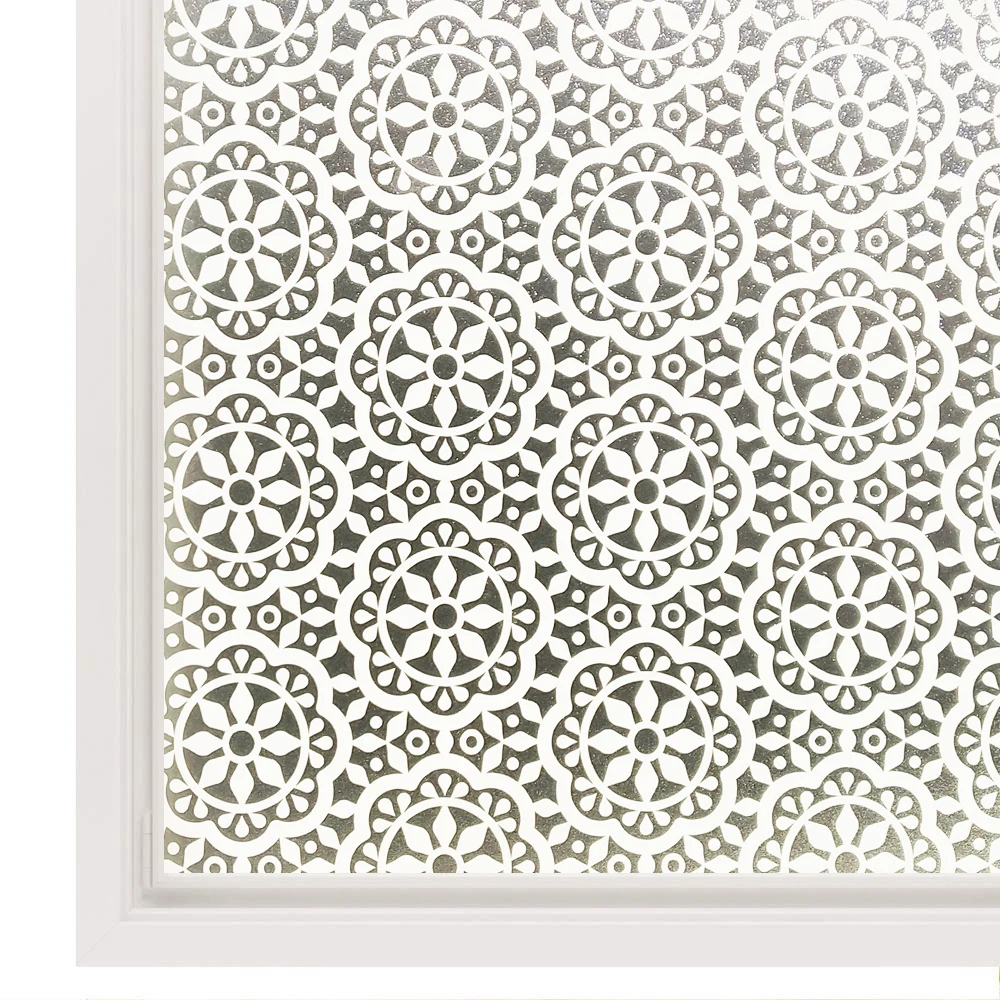 

WXSHSH Privacy Window Film Decorative Paper Sticker Non-Adhesive Lace Flower Decal Home Office Static Cling Glass Foil Wid 90 cm