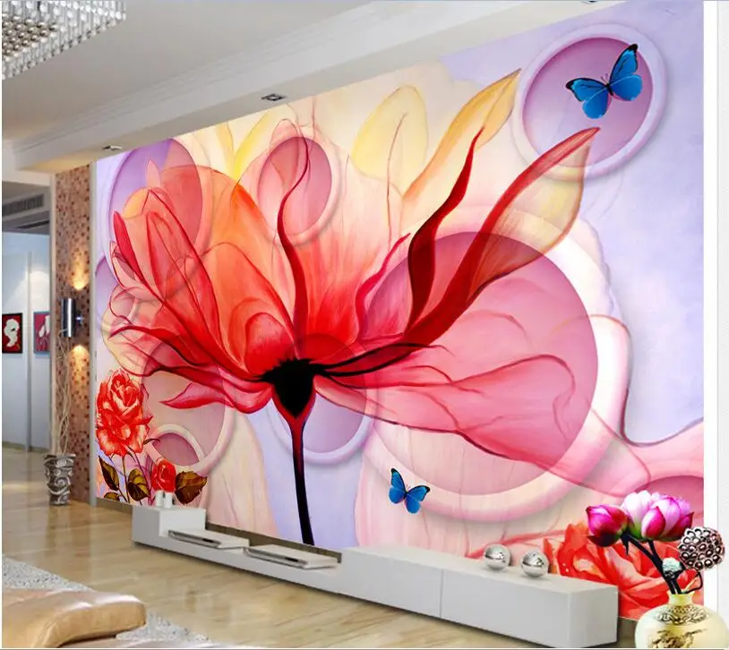 Us 15 49 46 Off 3d Wallpaper Custom Photo Non Woven Mural Romantic Rose Flower 3d Wall Murals Wallpaper For Walls 3 D Living Room Painting In