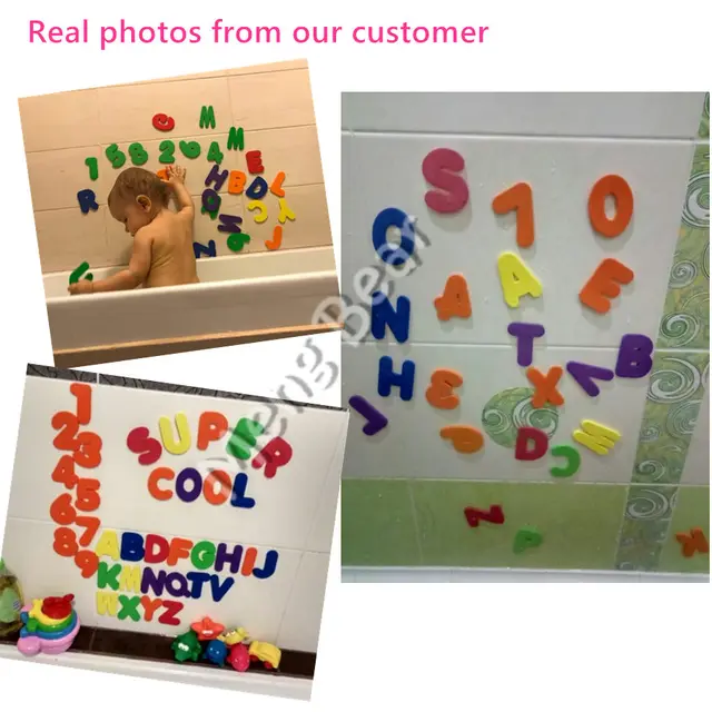 36Pcs/set Alphanumeric Letter Bath Puzzle EVA Kids Baby Bath Toys New Early Educational Kids Bath Funny Suction Up Water Toy 2