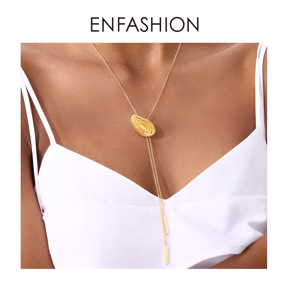 Enfashion, женское колье, золотого цвета, нержавеющая сталь, длинная цепочка, регулируемое ожерелье, s подвески, ювелирное изделие, PD183015