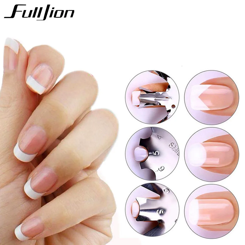 

Fulljion Nail Easy French Line Edge Cutter Stencil Multi-size Stainless Nail Art Guide Tips Styling Form Template Tools
