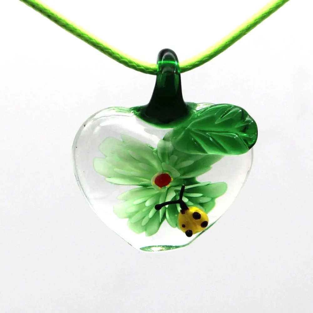 6 видов цветов цветок Новое поступление Летний цветок сердце кулон из венецианского стекла лэмпворк стекло кулон для ожерелья