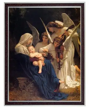 

oneroom Needlework Craft 14CT People Embroidery DMC Quality Counted Cross Stitch Kits DIY Oil Painting La Vierge Aux Anges Art