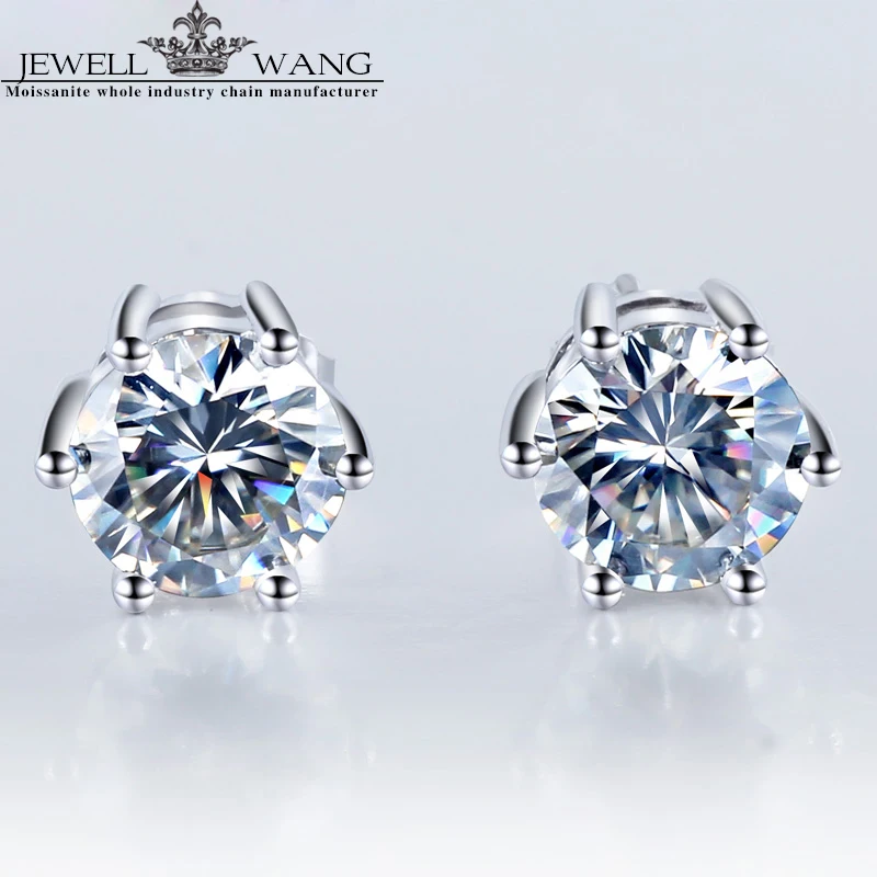 Драгоценный камень с муассанитом цвет Белое золото 0 50 карат 18 К|stud earrings|earrings