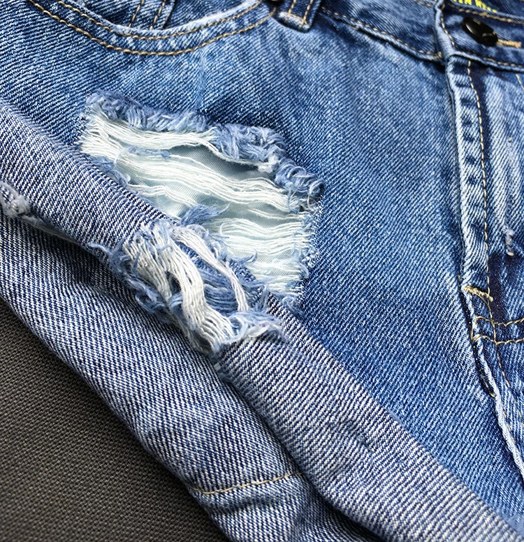 2017 Sexy Brand Women Cloth Denim Shorts Mid Waist Slim Ripped Cuffs 100% Cotton Hot Pants Female Hot Short Denim Jeans Pants (4)