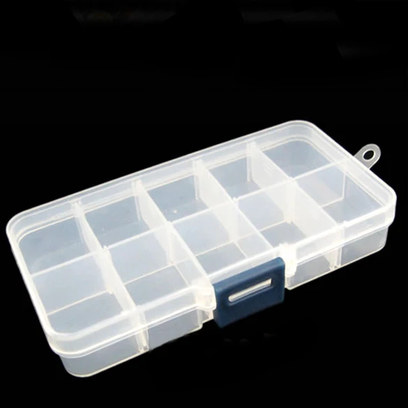 Cheap DIY Wholesale 10 cells Plastic lots Adjustable Jewelry Storage Box Case Craft Organizer Beads Container for Designer