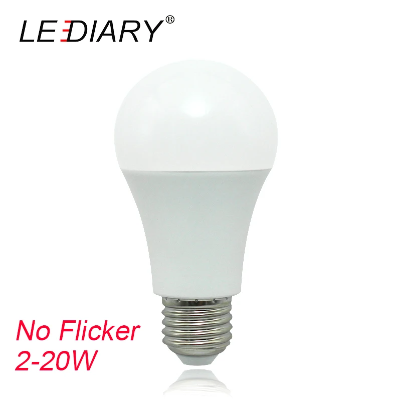 

LEDIARY 5PCS/Lot High Brightness LED Bulb A60 E27 220V 2W 5W 7W 12W A19 Global Ball Light Aluminum Cooling No Flicker CE Rohs