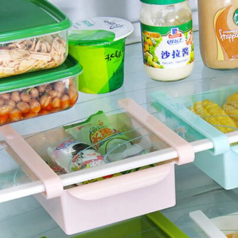 

Refrigerator Sliding Drawer Bins Storage Organizer Rack Space Saver for Fridge Desk Table Food Storage Box