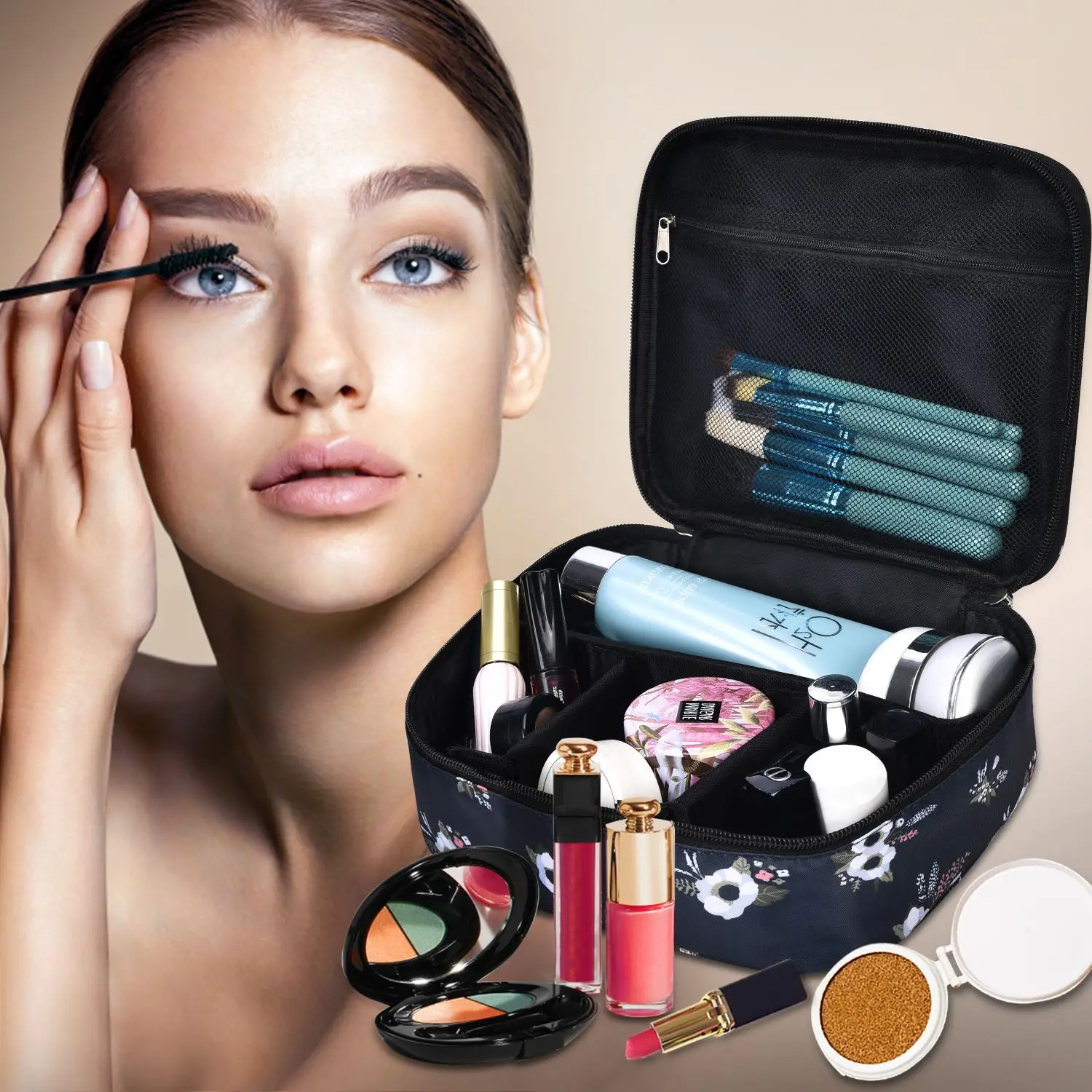 

Portable Makeup Bag Cosmetic Case Travel Case Multifunctional Female Make Up Organizer Toiletries Storage for Women and Girls