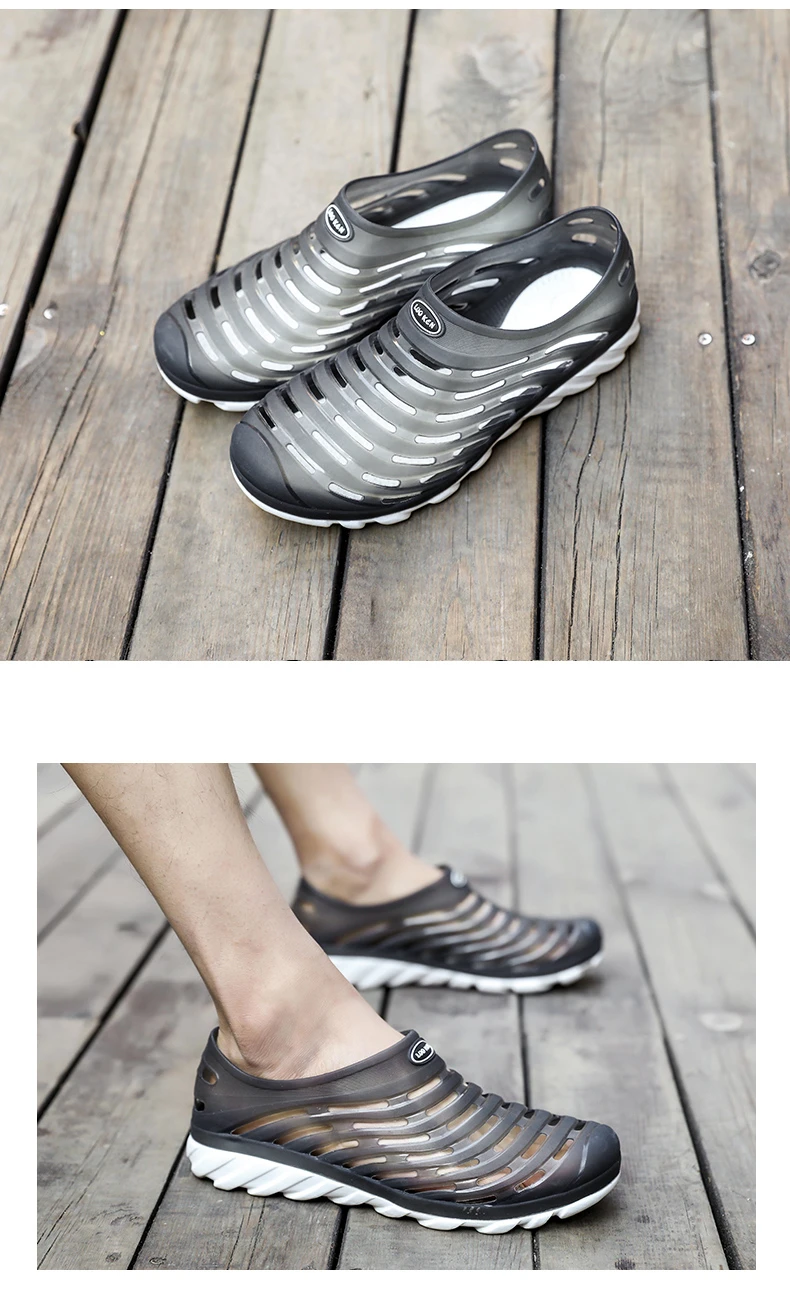 Big Size 40-45 Croc Men Black Garden Street Style Trending Aqua Clogs Hot Band Sandalias Summer Slides Beach Shoes (11)