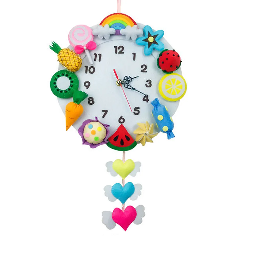 Резка милые Diy настенные часы набор резка войлочный Материал Ткань Животное стиль ручной работы ткань часы детская игрушка сделай сам
