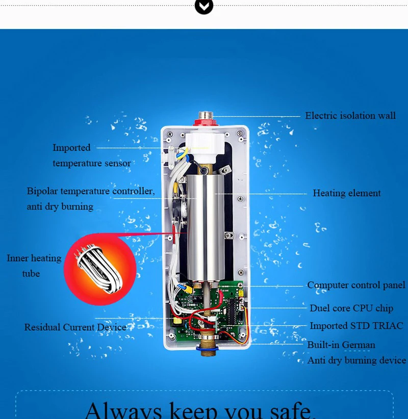 GWAI мгновенный Tankless нагреватель Электрический Душ Кухня Ванная комната Санузел быстрый нагрев душ, мини-Электрический сенсорный полива