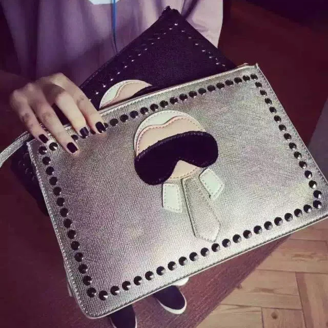 

Personalized Cartoon design fashion Lafayette rivets envelope bag clutch purse handbags casual shoulder bag women handbag